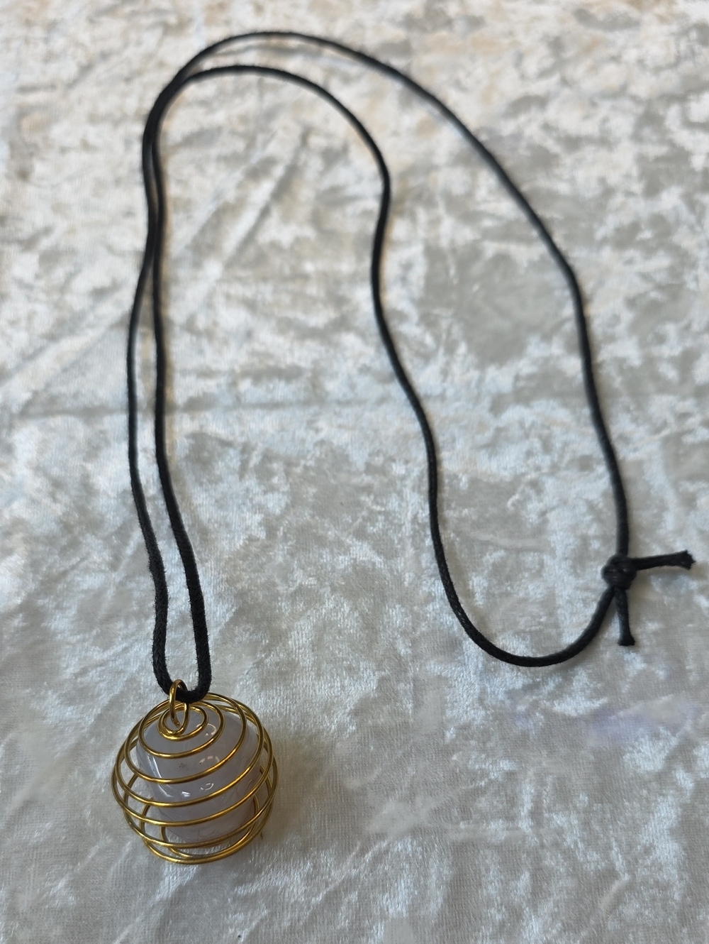 Gold Wire Cage Boho Chic Pendant Necklace w Black Cord